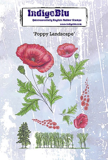 Poppy Landscape A6 Red Rubber Stamp